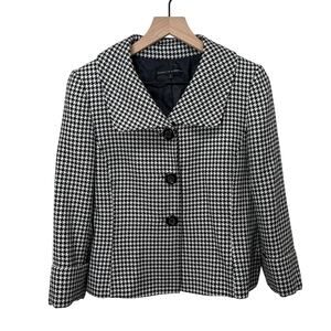 Womens Houndstooth Peacoat Jacket Isabella‎ DeMarco Black White Size 6